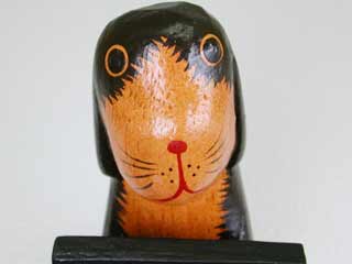 バリ島木彫り置物・木彫り犬「看板犬黒2」