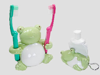 陶製蛙の歯磨きスタンド クリック！！